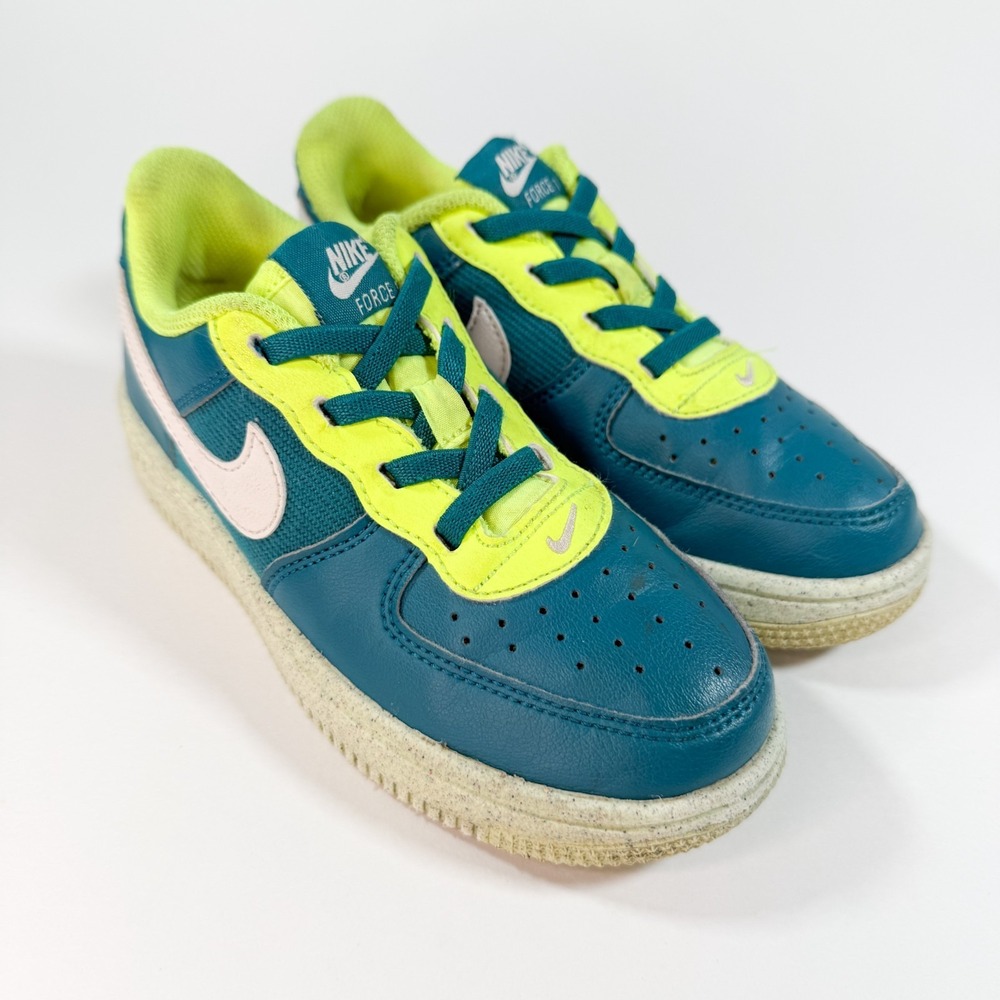 Nike Air Force 1 LV8 Kids Size 12C‎ Teal Volt Sneaker DM1087-300 Shoes